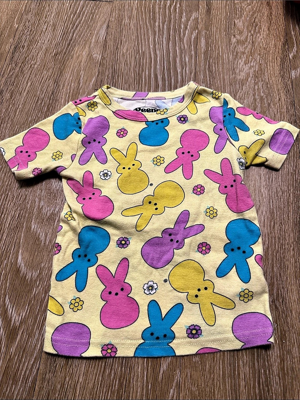 PEEP Short Sleeve Graphic Tee in Yellow & Pink Like New 5T
